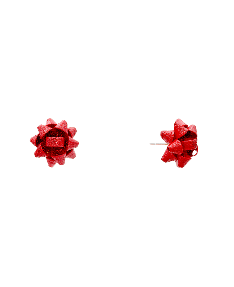 Glitter Star Bow Stud Earring - 0.9"