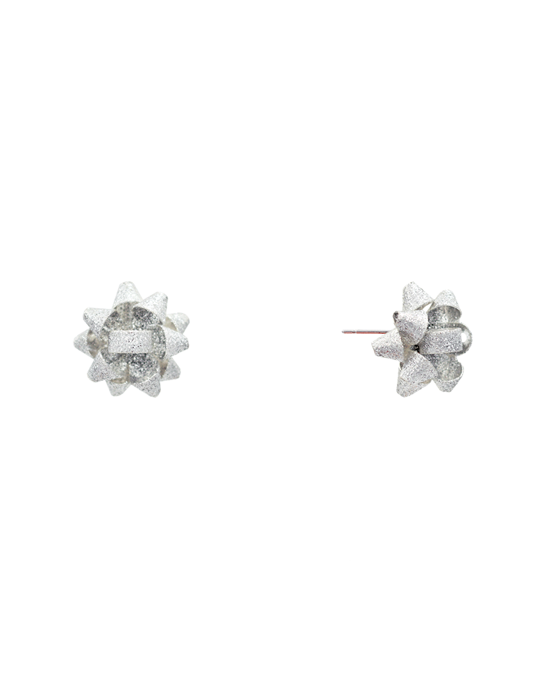 Glitter Star Bow Stud Earring - 0.9"