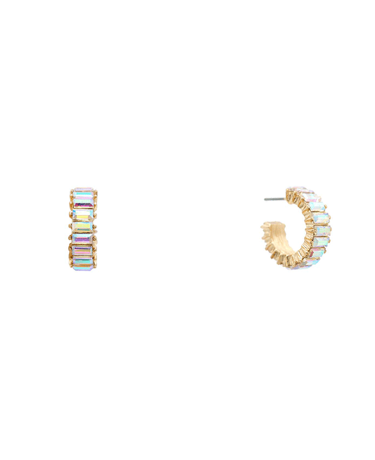 Baguette Stone Huggie Earring - 0.75"