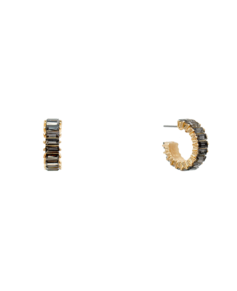 Baguette Stone Huggie Earring - 0.75"