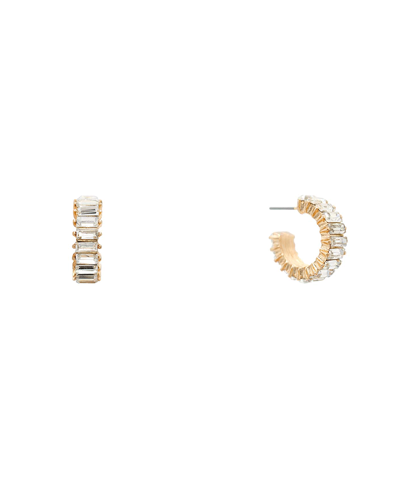 Baguette Stone Huggie Earring - 0.75"