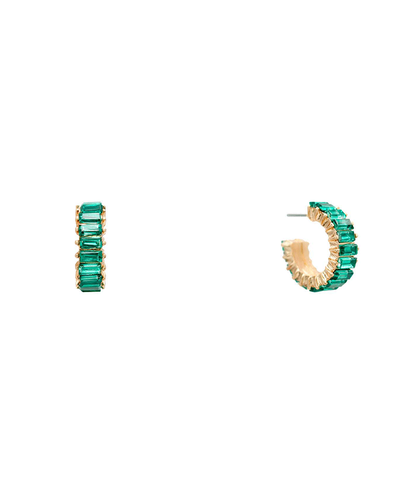 Baguette Stone Huggie Earring - 0.75"