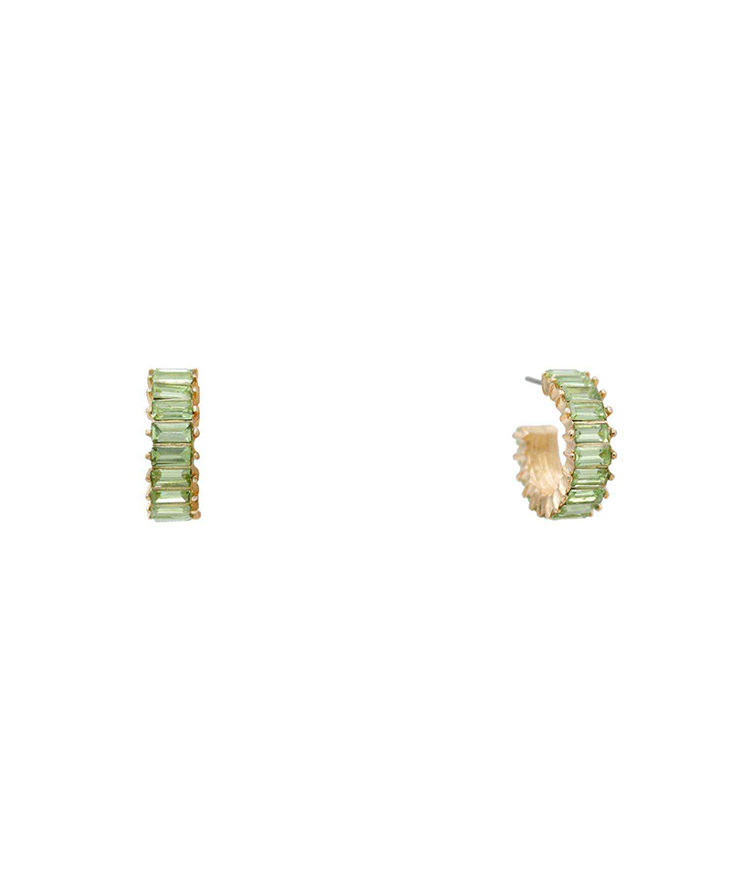 Baguette Stone Huggie Earring - 0.75"