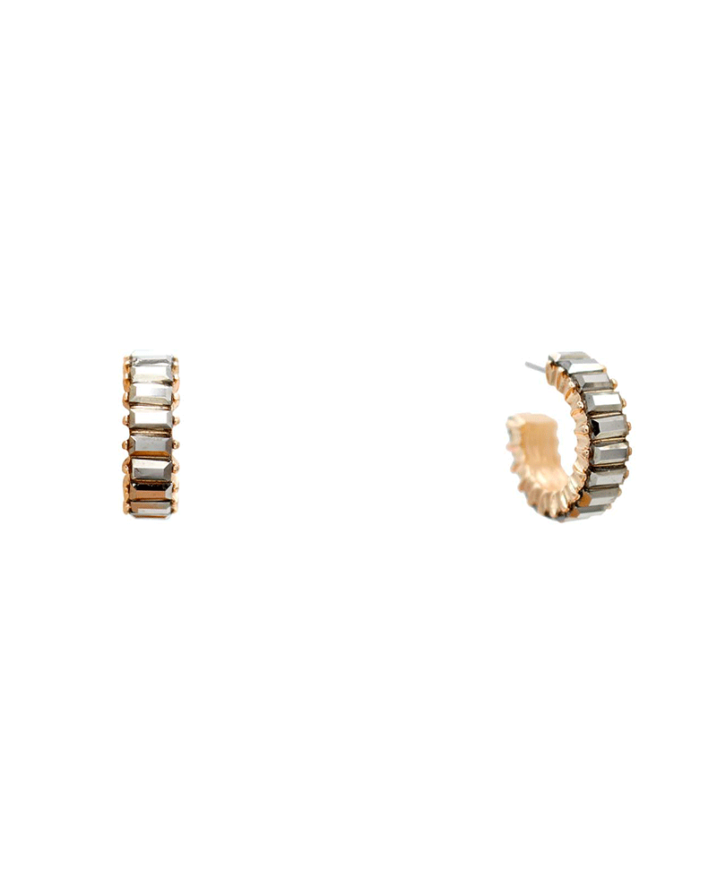 Baguette Stone Huggie Earring - 0.75"