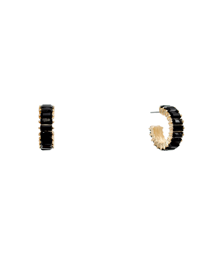Baguette Stone Huggie Earring - 0.75"