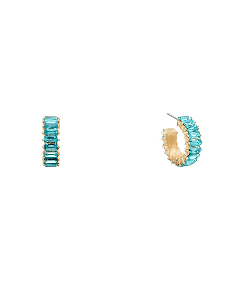 Baguette Stone Huggie Earring - 0.75"