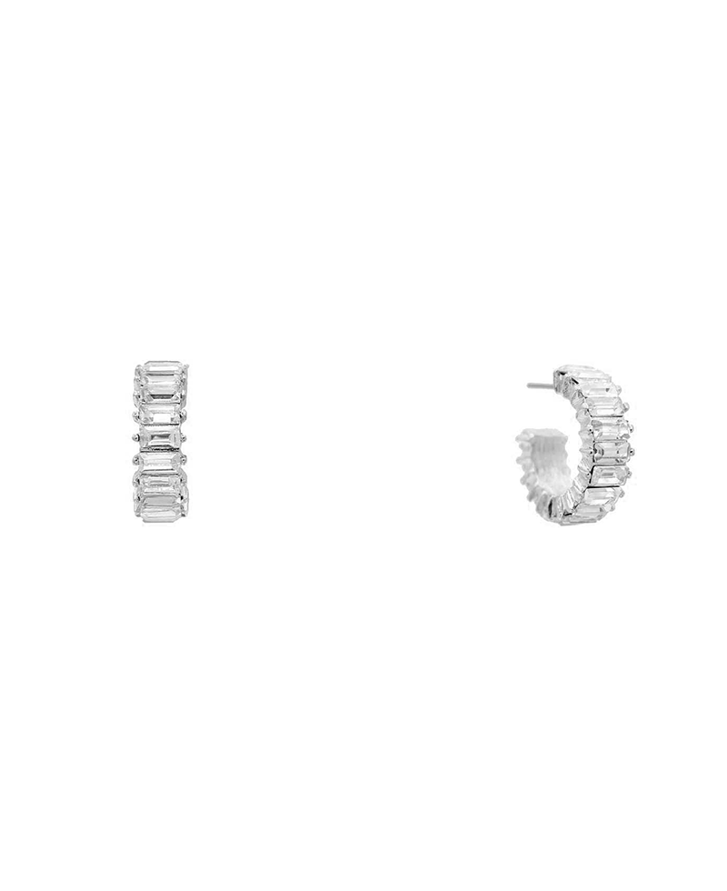 Baguette Stone Huggie Earring - 0.75"