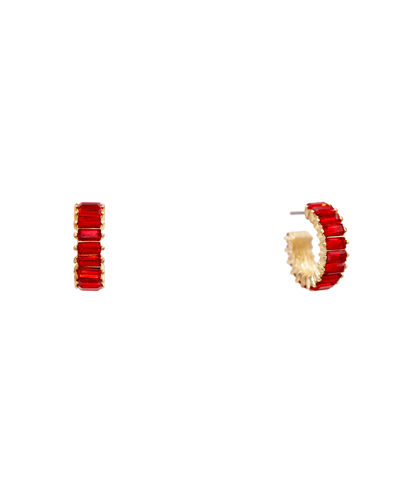 Baguette Stone Huggie Earring - 0.75"