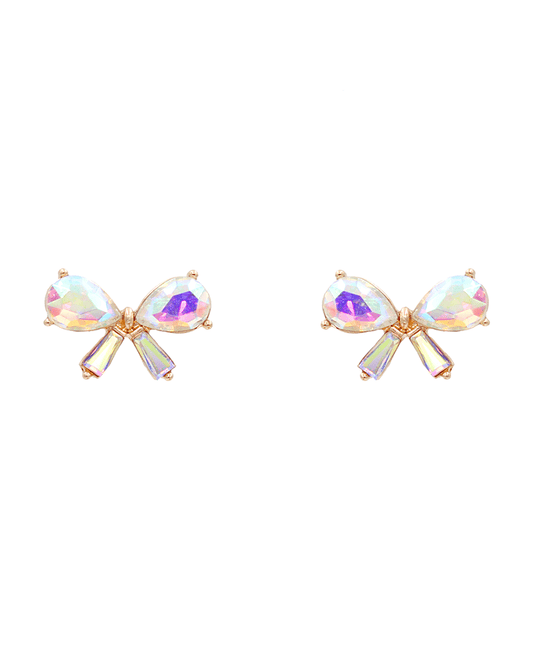 Stone Bow Stud Earring - 0.7"
