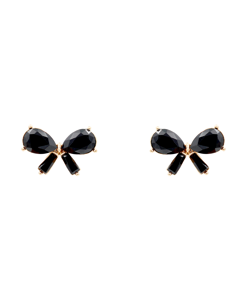 Stone Bow Stud Earring - 0.7"