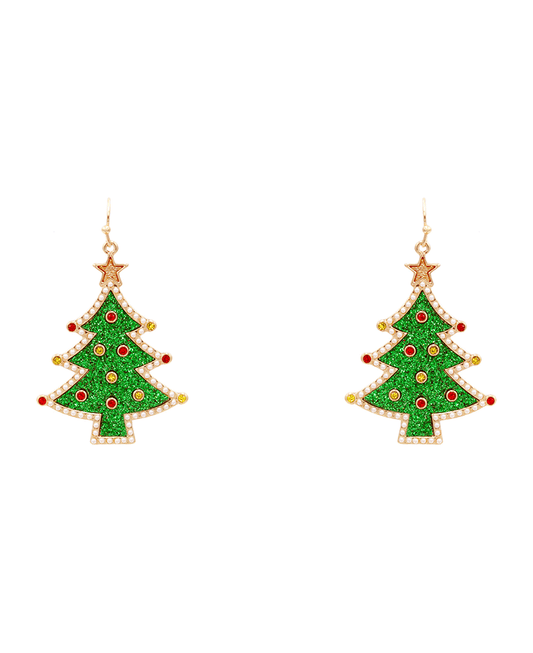 Christmas Tree Sand Sticker Earring - 2"