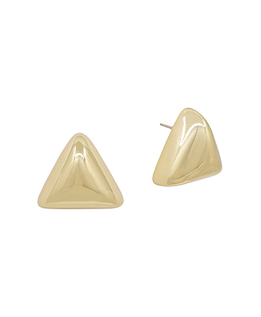 Volumed Triangle Shape Metal Post Earring