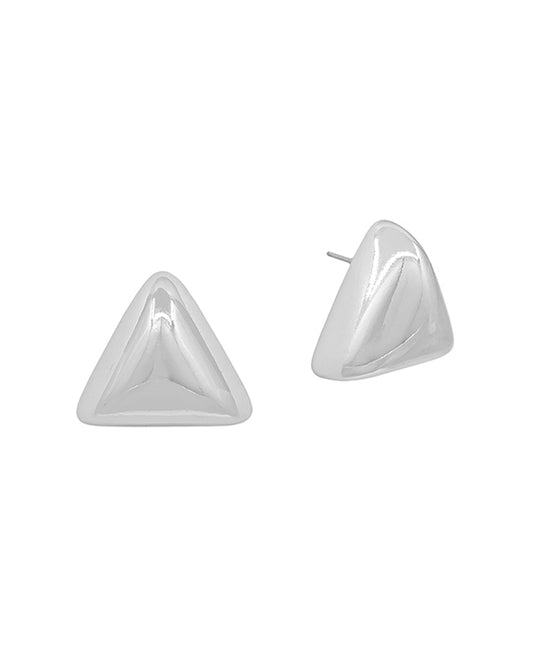Volumed Triangle Shape Metal Post Earring