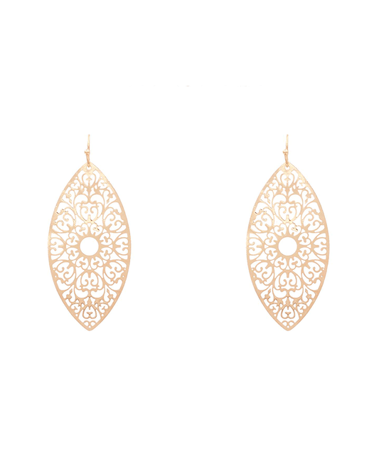 Brass Filigree Earring - 2.5"