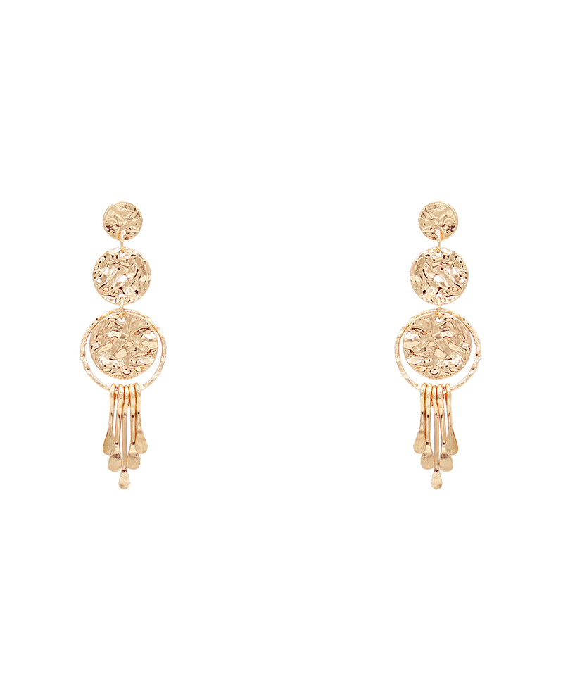 3 Drop Textured Circle Earring - 2.3"