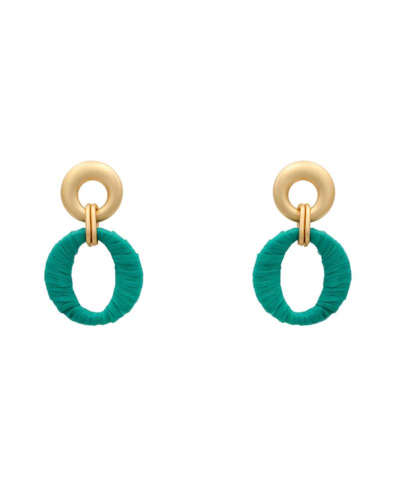 Matte Circle w/ Raffia Drop Earring - 2.0"