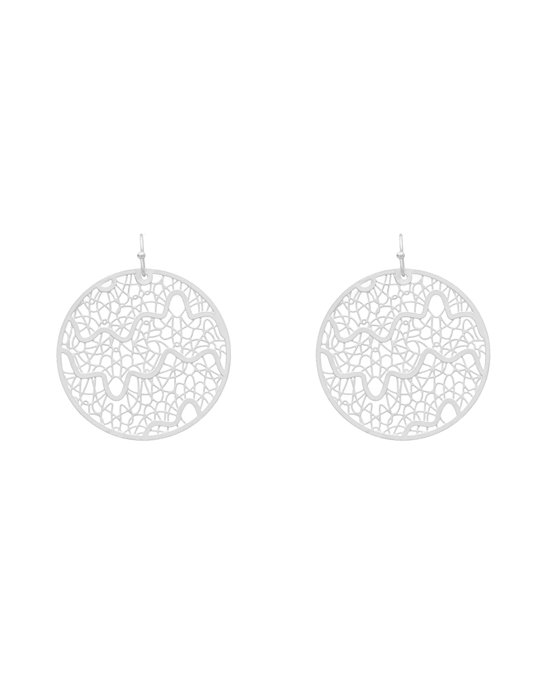 Brass Circle Wave Filigree Earring - 1.9"
