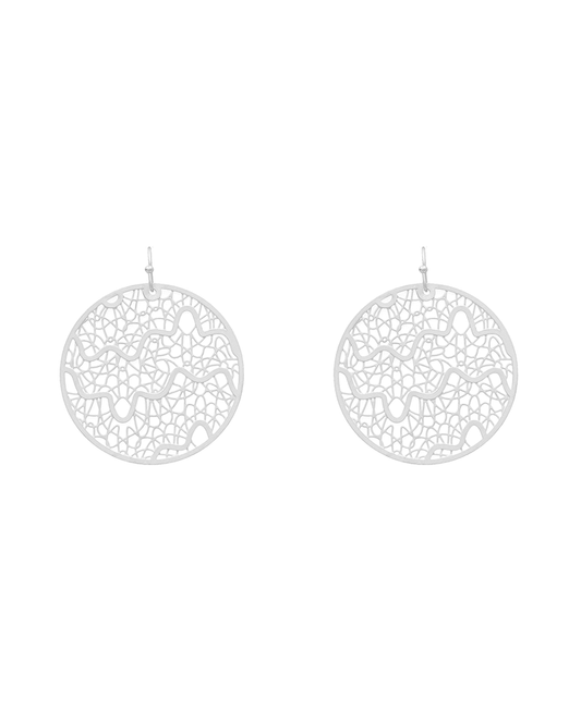 Brass Circle Wave Filigree Earring - 1.9"
