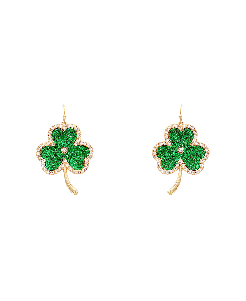 Saint Patricks Three Leaf Clover Earring - 2.0"