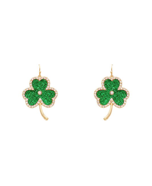 Saint Patricks Three Leaf Clover Earring - 2.0"