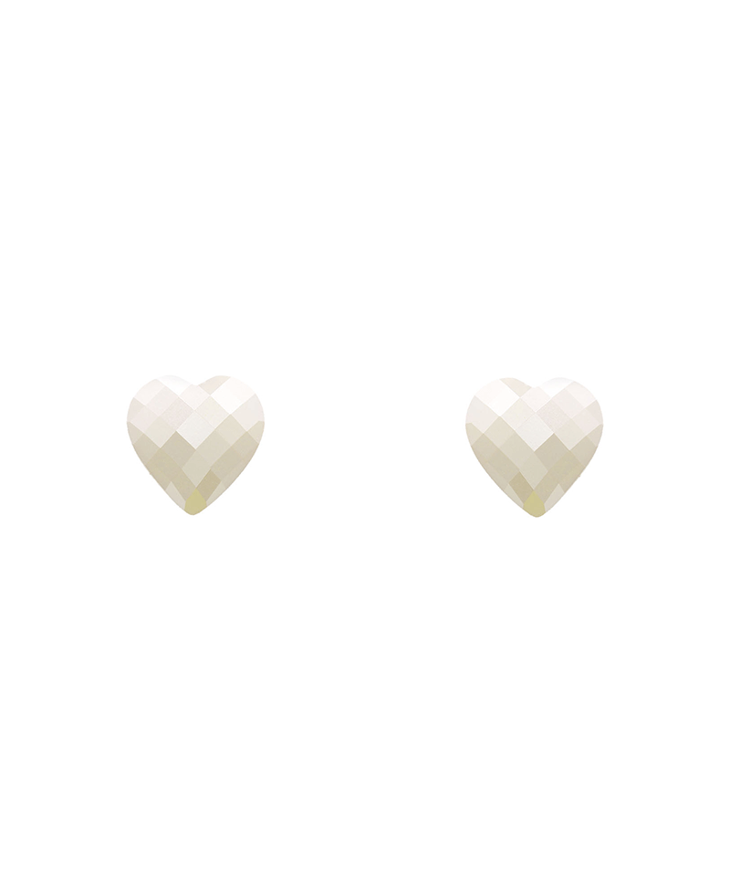 Square Cut Heart Stud Earring - 0.8"