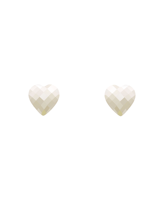 Square Cut Heart Stud Earring - 0.8"