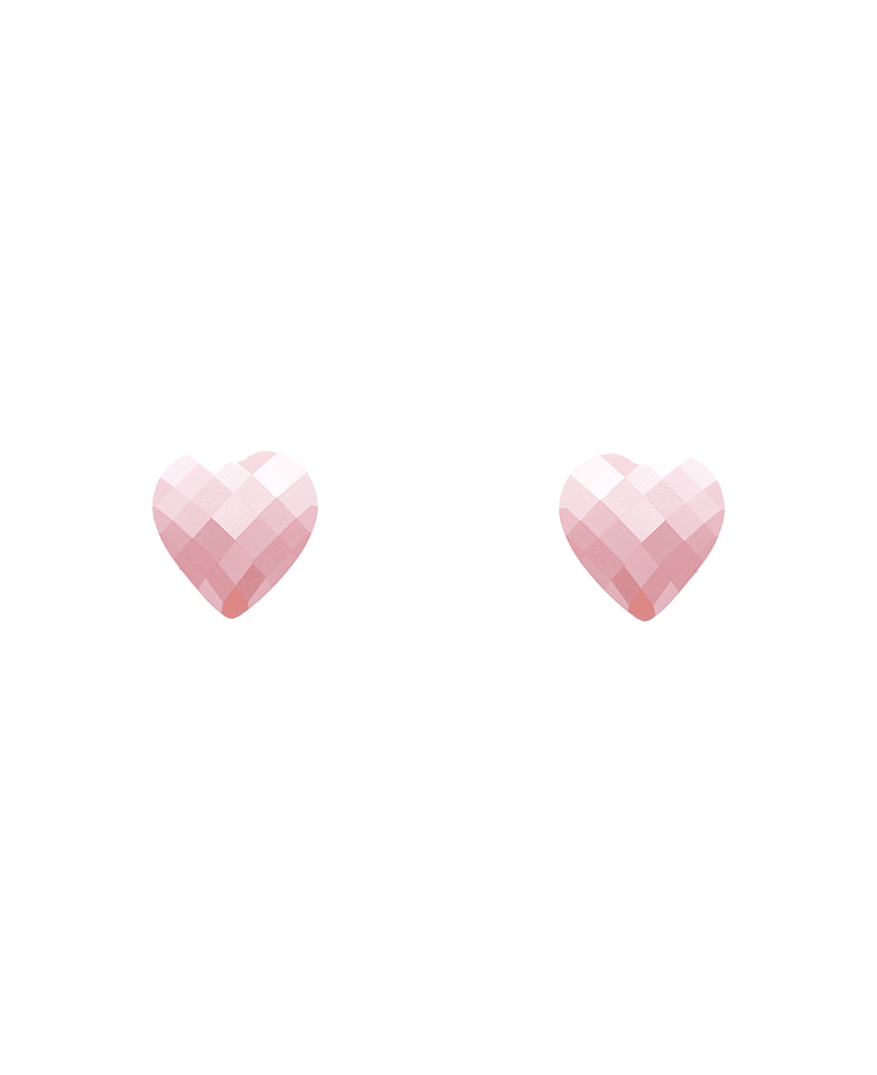 Square Cut Heart Stud Earring - 0.8"
