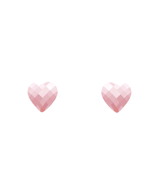 Square Cut Heart Stud Earring - 0.8"