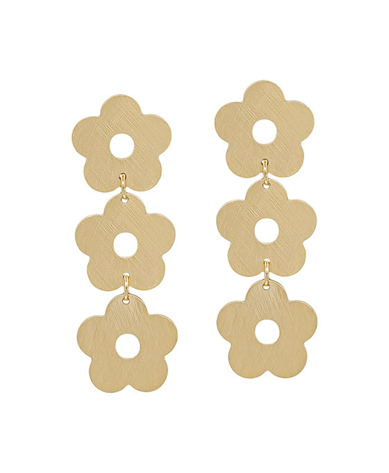 3 Drops Satin Flower Post Earring
