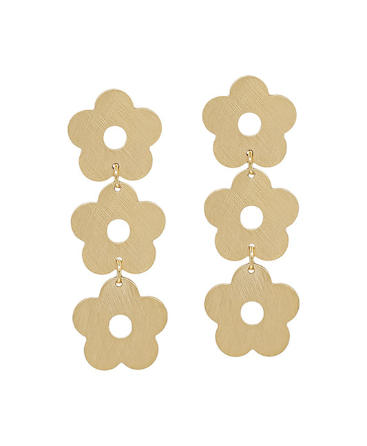 3 Drops Satin Flower Post Earring