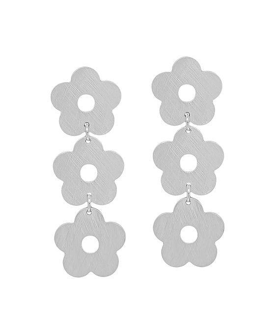 3 Drops Satin Flower Post Earring