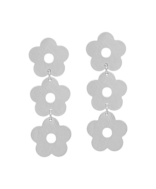 3 Drops Satin Flower Post Earring