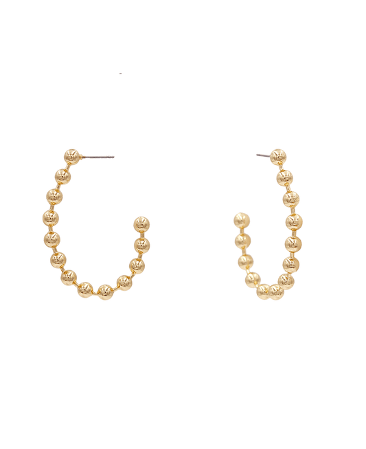 Ball Chain Oval Hoop Earring - 2.0"