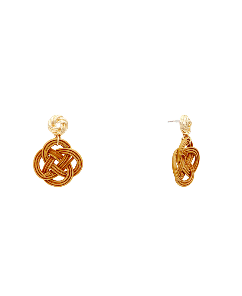 Rattan Clover Post Earring - 1.4"