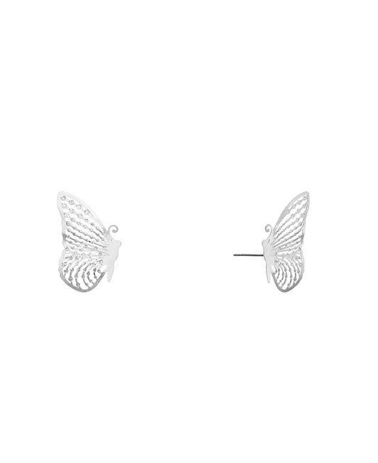 Brass Half Butterfly Filigree Post Earring - 1.2"