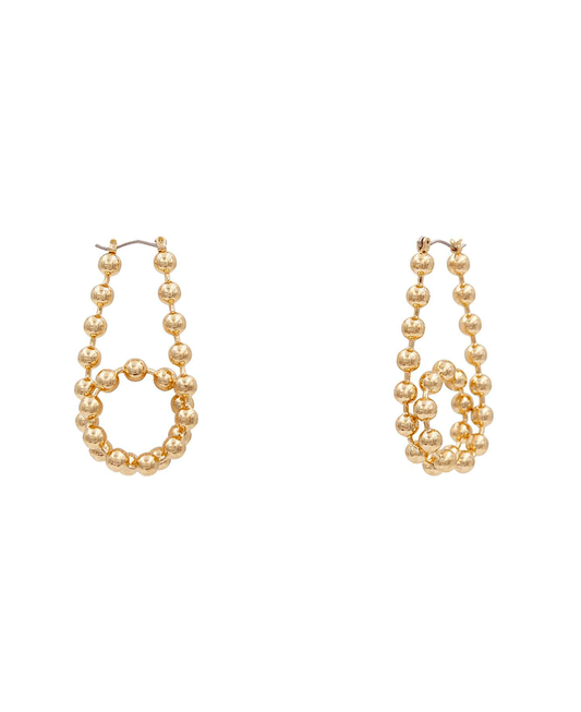 Ball Chain Twisted Hoop Earring - 2.0"