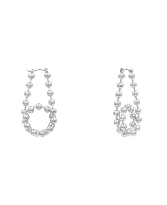 Ball Chain Twisted Hoop Earring - 2.0"