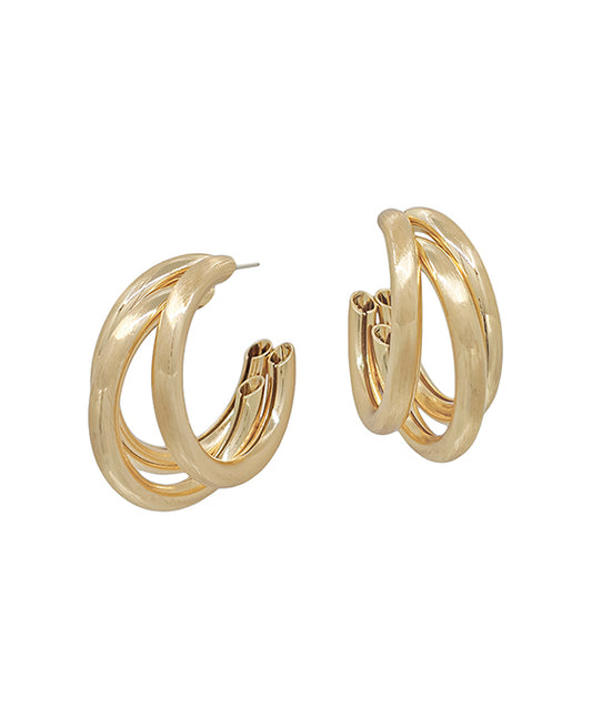 1.4 Inches Triple Layered Metal Hoop Earring