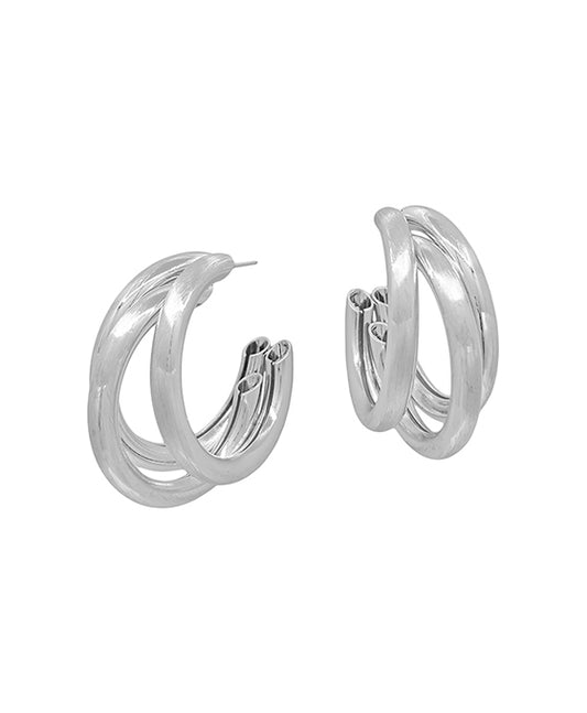 1.4 Inches Triple Layered Metal Hoop Earring