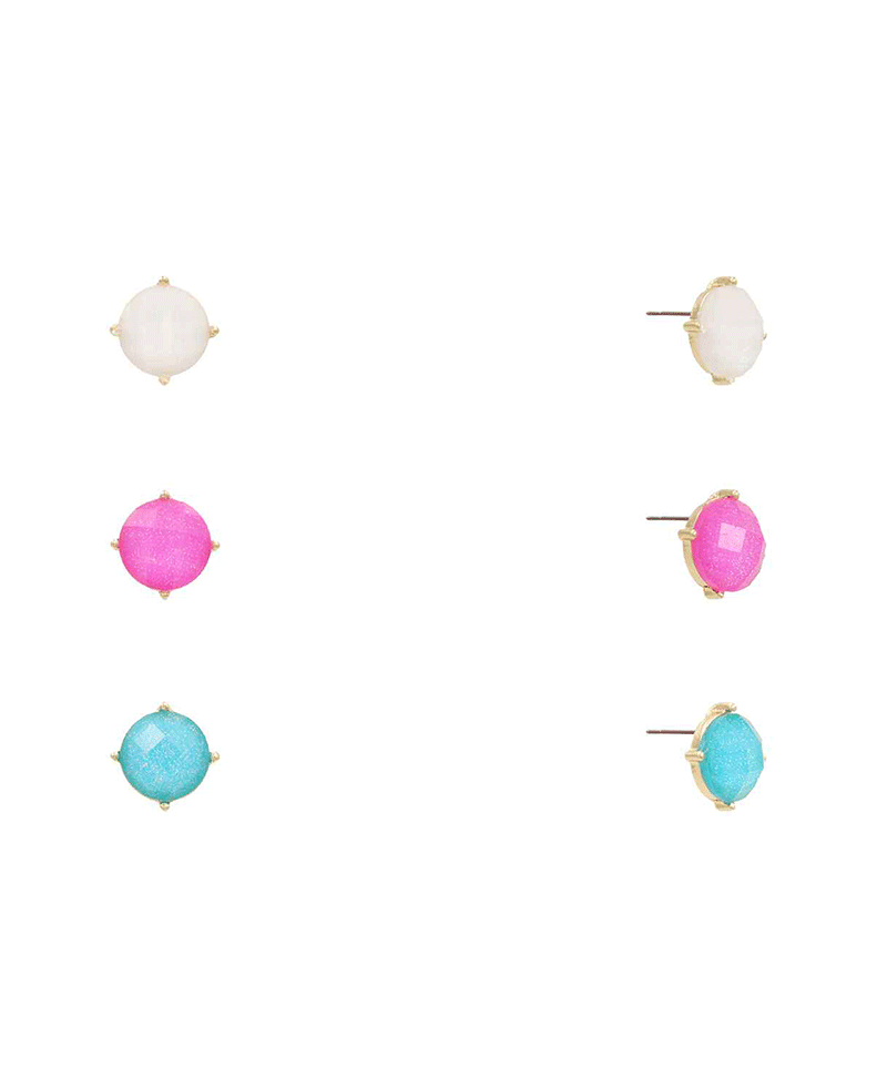 Resin Stone 3 Set Stud Earring