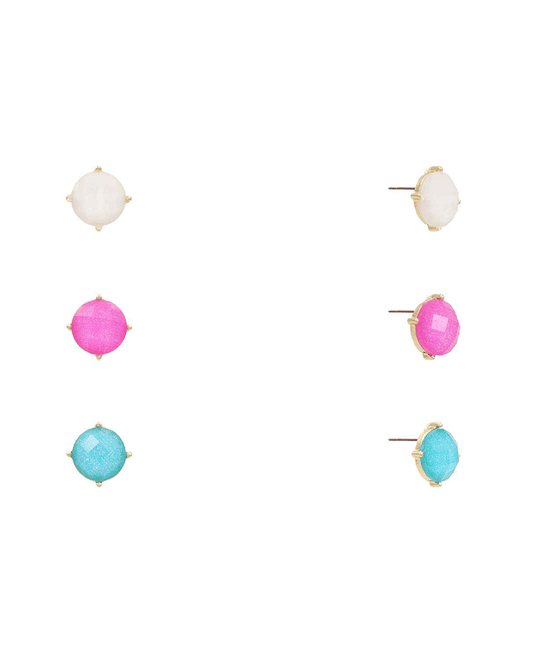 Resin Stone 3 Set Stud Earring