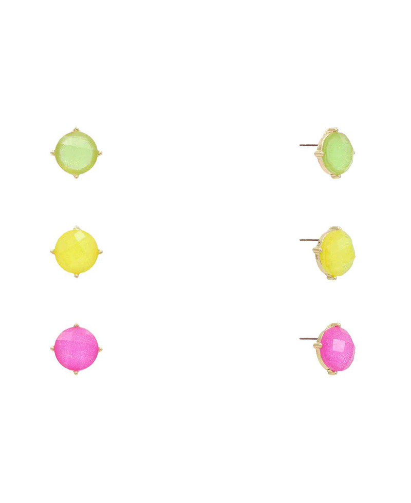 Resin Stone 3 Set Stud Earring