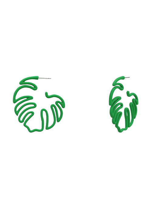 Monstera Line Hoop Earring - 1.75"