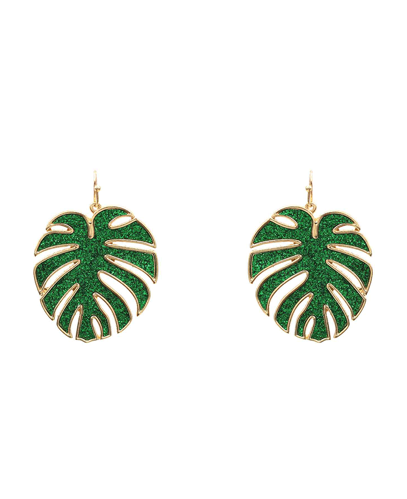 Monstera Sand Sticker Earring - 2.0"