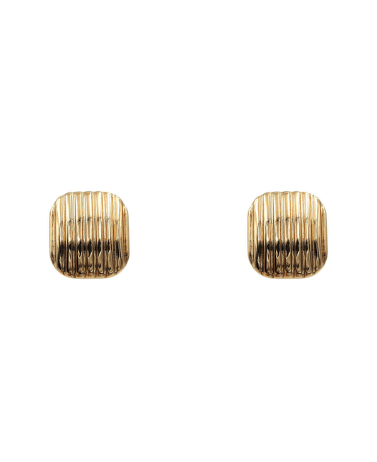 Stripe Texture Square Stud Earring - 1.0"