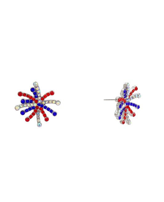 USA Firework Pave Hypo Stud Earring - 1.3"