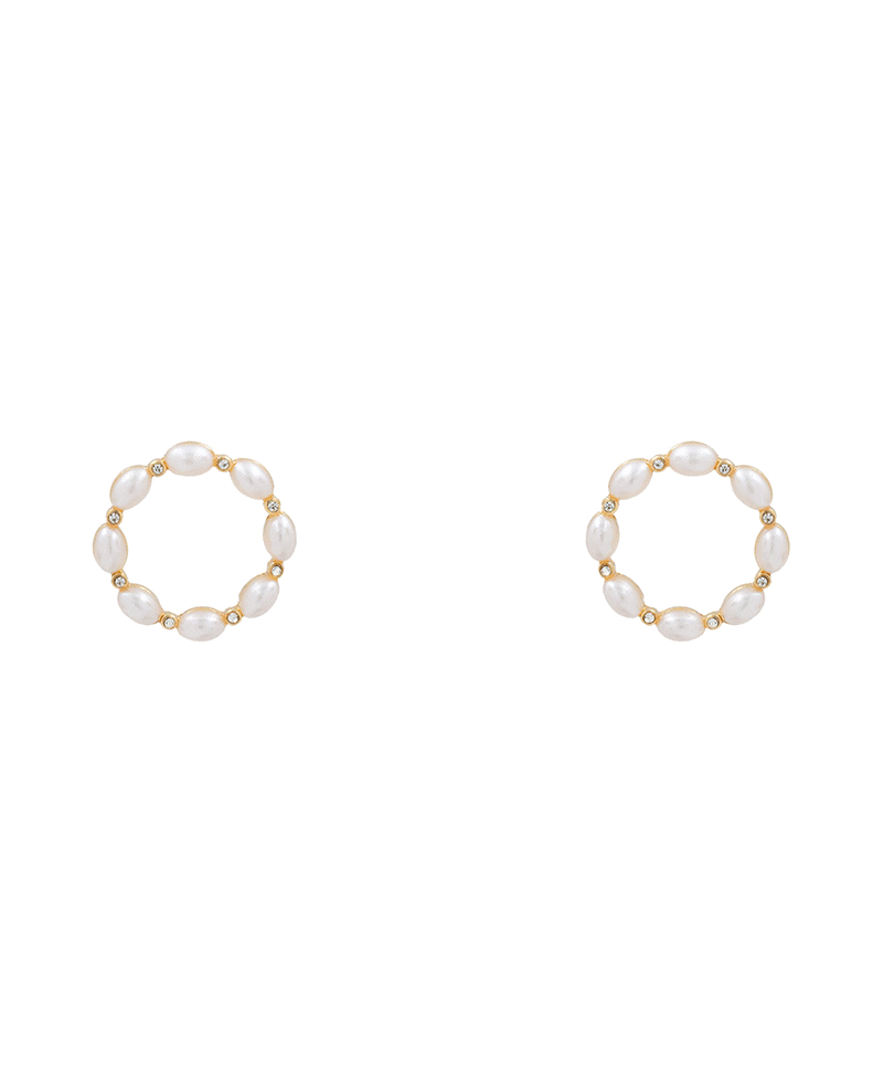 Circle of Pearls Hoop Earring - 1.0"