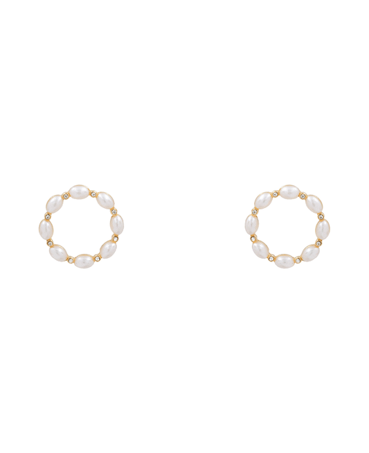 Circle of Pearls Hoop Earring - 1.0"