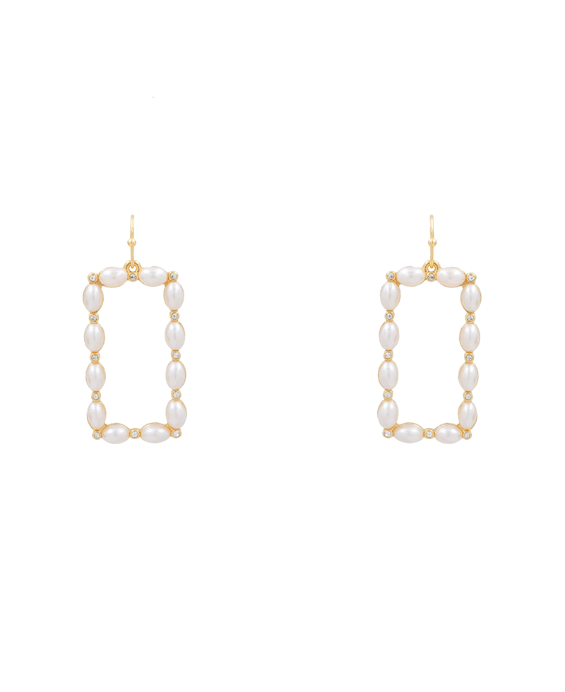 Pearl Rectangle Earring - 1.5"