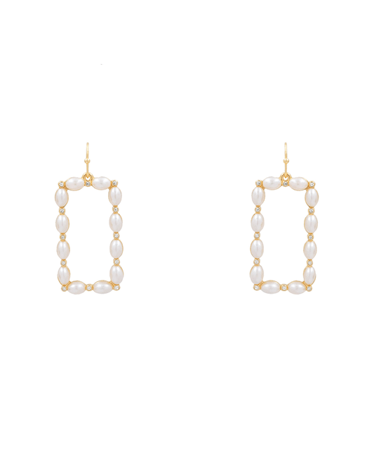 Pearl Rectangle Earring - 1.5"